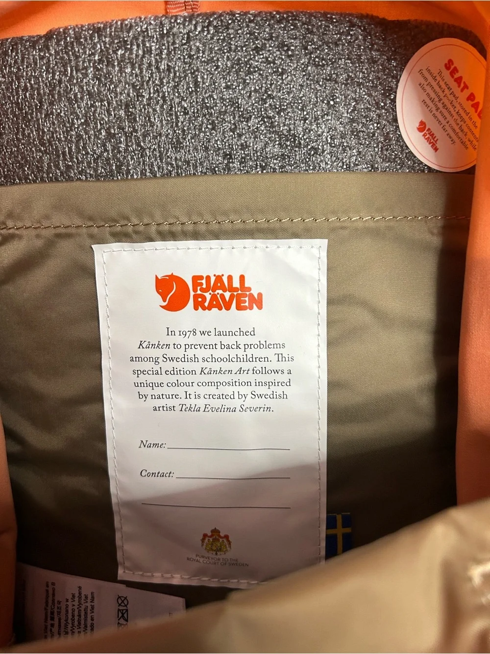 Fjallraven Kanken Two-Tone Orange and Olive Green Mini Daypack